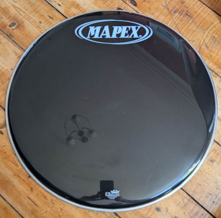 Mapex 22" black front resonant reso bass drum head by Remo