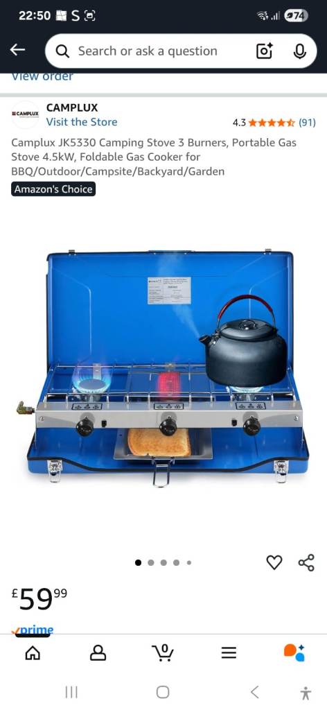 Camplux JK5530 Camping stove, 2burners