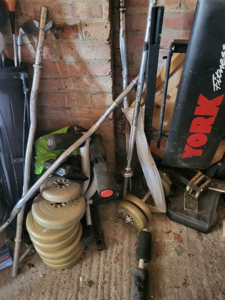 Bench and free weights 