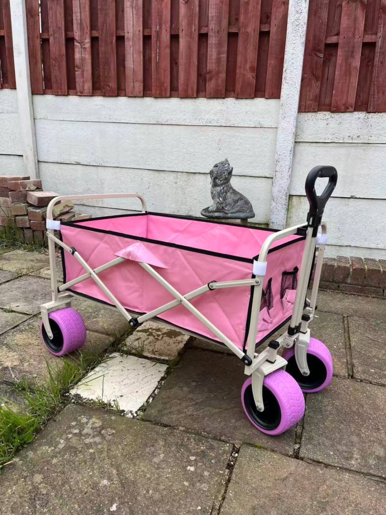 Pink Luxury Heavy Duty Large Folding Trolley Cart Wagon Festival Beach Camping Fising