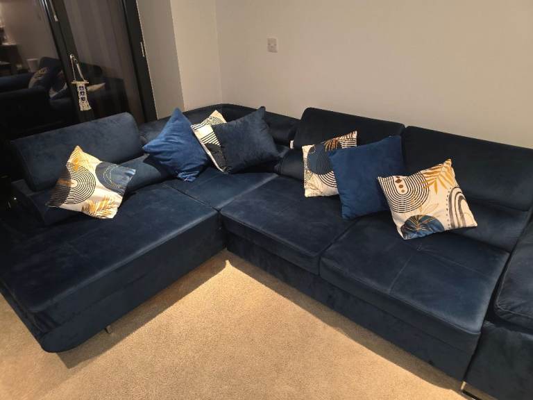 Gorgeous Navy L Shaped Sofa