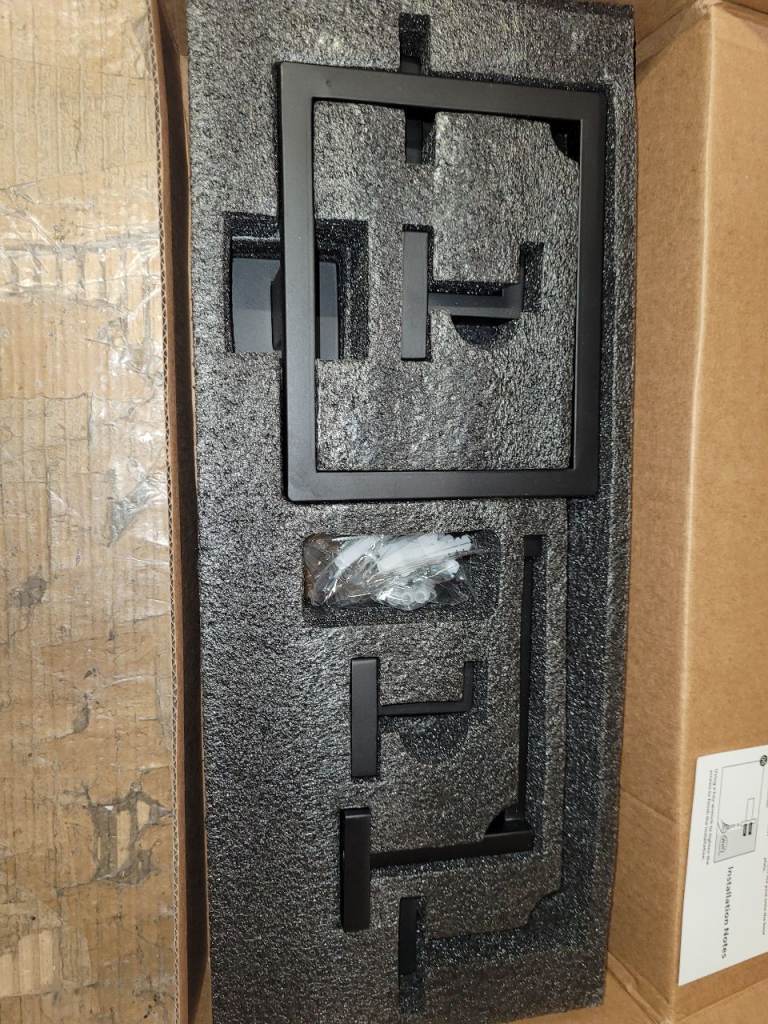 A new still boxed black 5-Piece Bathroom Accessories Set  Matte Black 304 