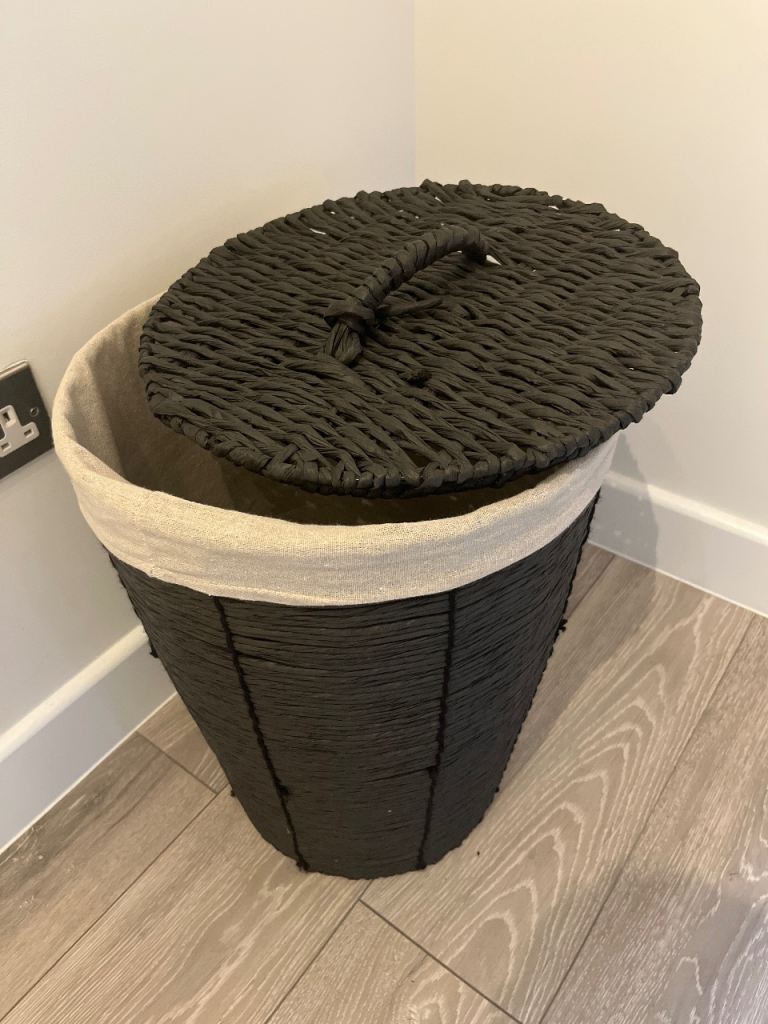 Dunelm Black woven laundry basket - Good condition 