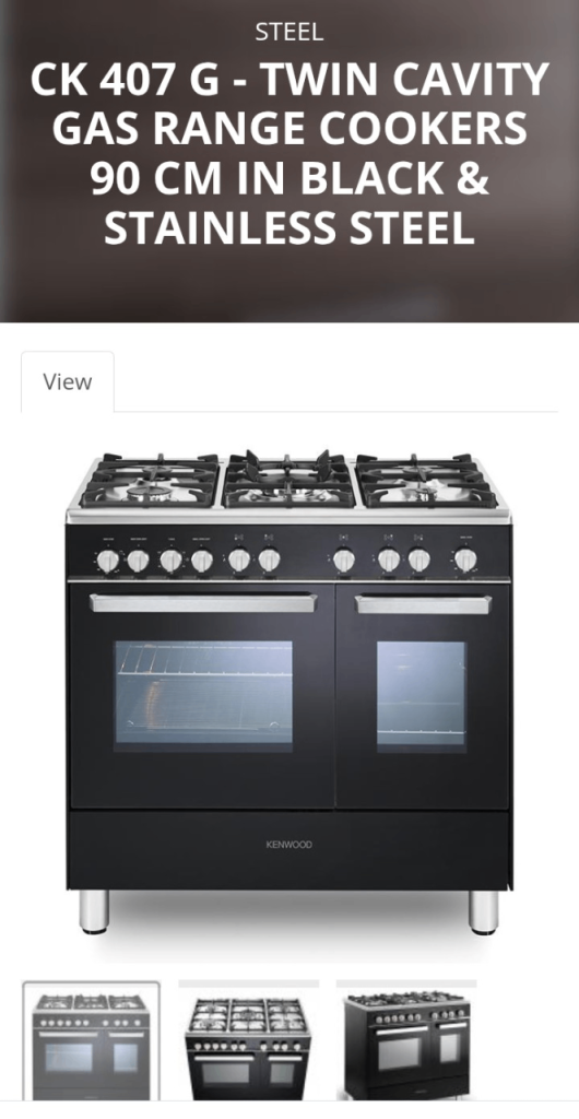 Kenwood double oven gas cooker 