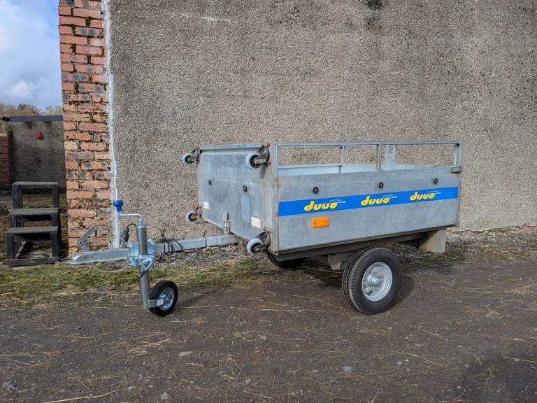 Duuo Easy Store Folding Trailer, stands upright to save space in garage. Camping, work etc.