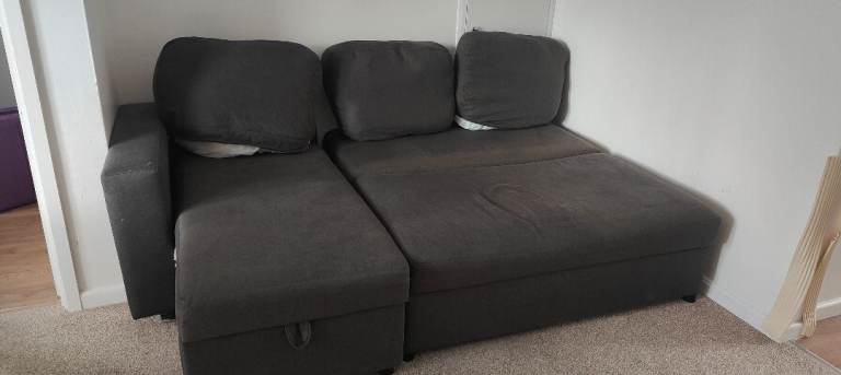Black Sofa Bed with Storage (Modular)