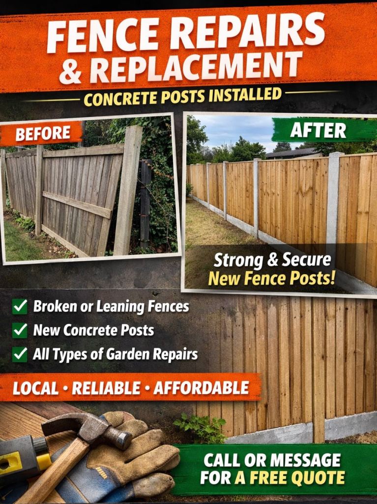 Fence Repairs & Concrete Posts – Local & Reliable