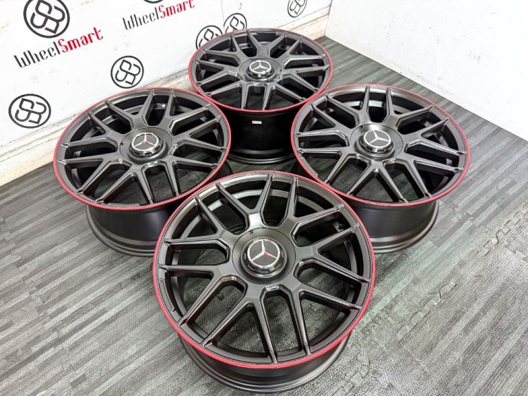 BRAND NEW MERCEDES 18" 19" AMG63 V2 STYLE ALLOY WHEELS - 5 X 112 - SATIN BLACK RED 