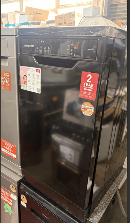 Montpellier Black Slimline Dishwasher 45cm – Stylish & Space-Saving! Ex display with warranty