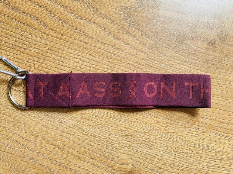 image for On That Ass brand Stretchy Keyring Burgundy