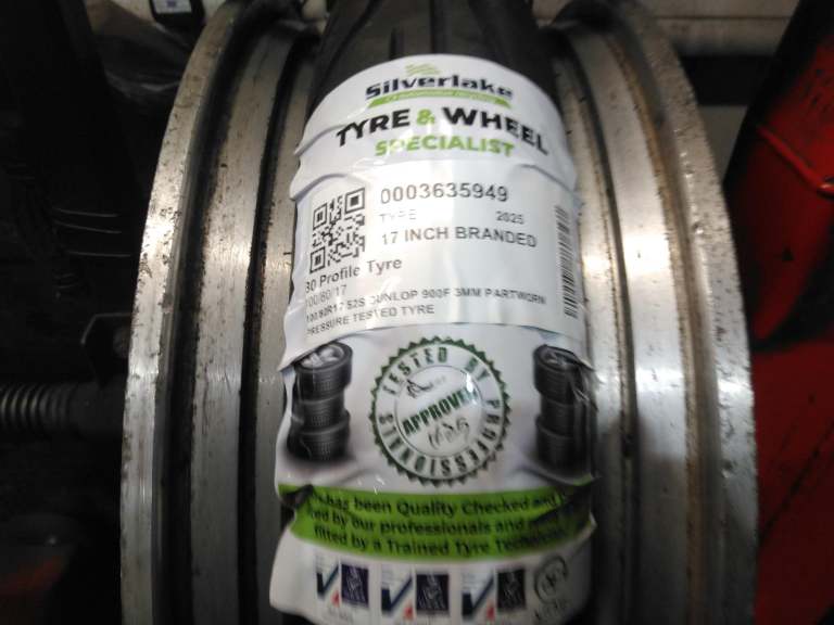 100/80r17 52s Dunlop 900f 3mm Partworn Pressure Tested Tyre