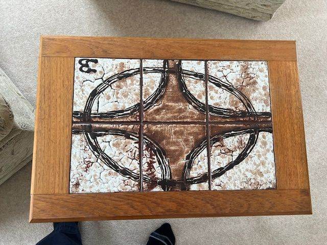 Vintage Rectangular Trioh Coffee Table with Attractive Ceramic Tile Design - Like New