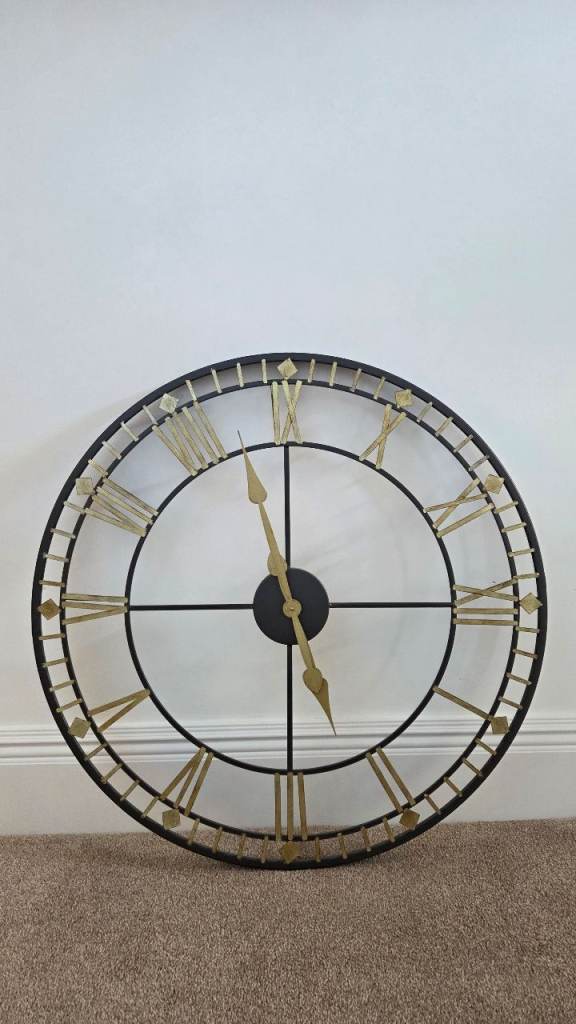 Large Black and Brushed Gold Clock