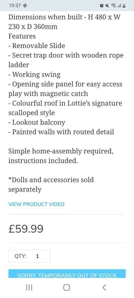 Lottie Doll House with Removable Slide and Working Swing