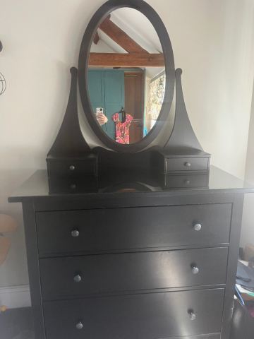 black dresser with mirror ikea Stylish Black Dresser with Round Mirror for Bedroom Decor