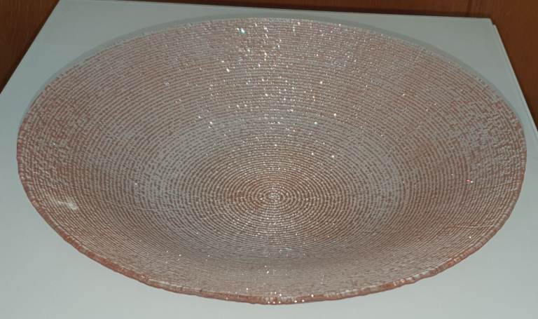 TK Maxx Homesense Decorative Pink Glitter Sparkly Glass Round Plate Dish Bowl