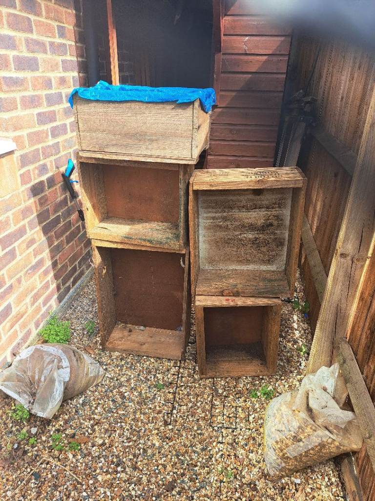 Wooden Storage Boxes - Rustic Look, Fair Condition