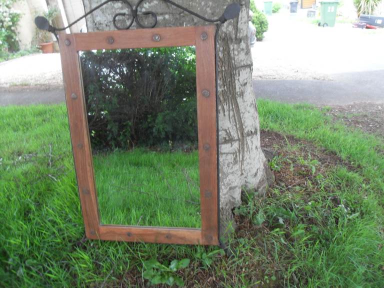 Great Mango / Indian Wooden Mirror with Wrought Iron Surround - £100