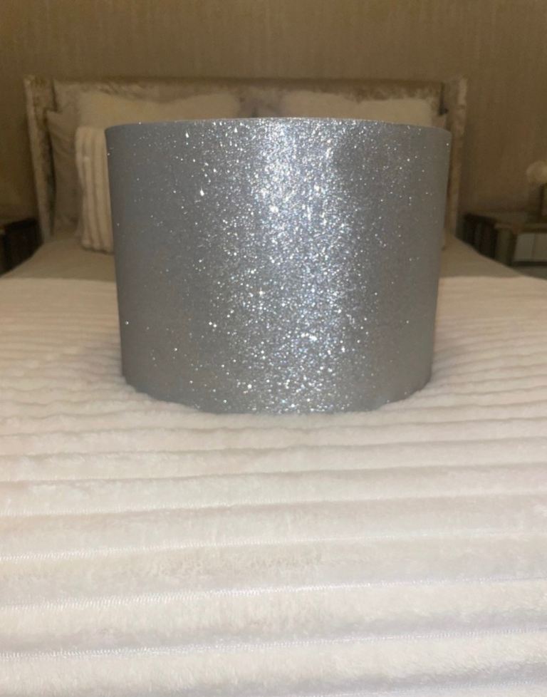 Large Silver glitter lamp shade. Pet/smoke free home. 