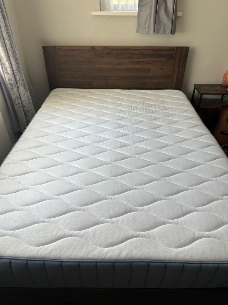 King Size Wooden Effect Bed Frame and Ikea Mattress