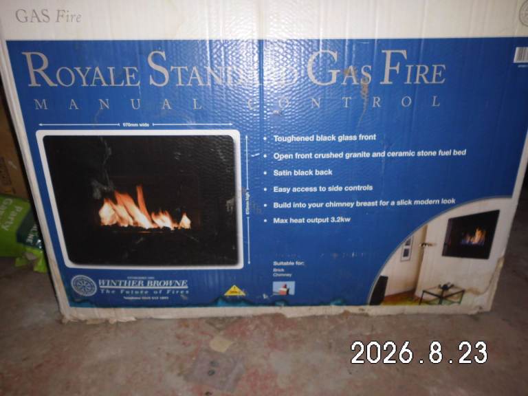 NEW Winther Browne Royale Standard Gas Fire - Black Glass Front