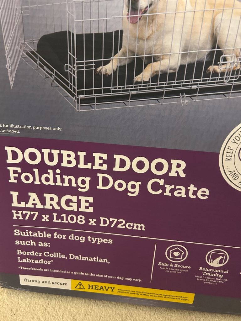 Brand new unopened large double door dog crate