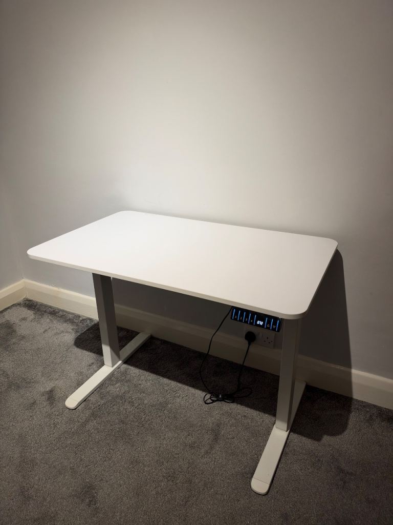 White Sit Stand Desk 100 x 60 cm (W x D)