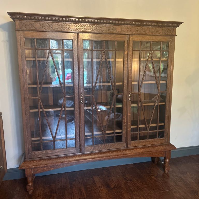 Vintage Edwardian-style glass front bookcase 