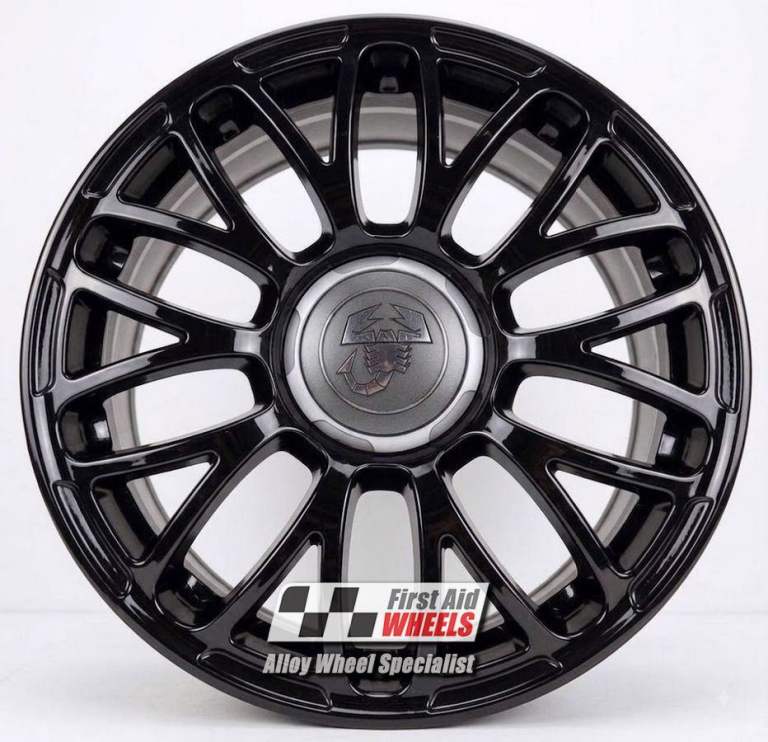 R633BG Swap FIAT 500 595 ABARTH 4X 17'' GENUINE TURISMO GLOSS BLACK ALLOY WHEELS