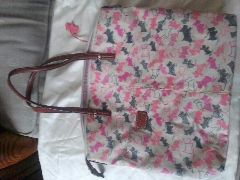 Radley Pink  and  Cream background bag with Radley dogs on