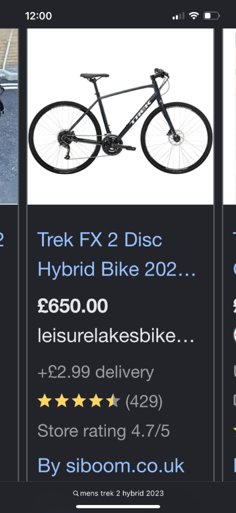 Trek FX 2 Disc Hybrid Bike – Black, Good Condition