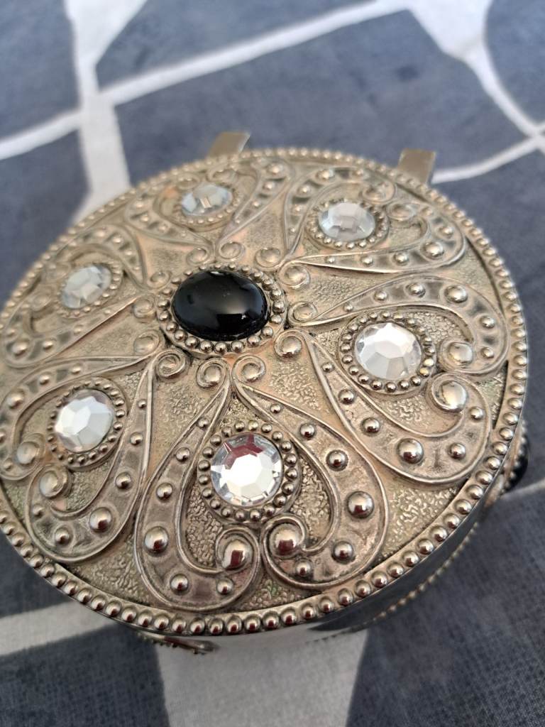 Vintage pewter jewellery box 