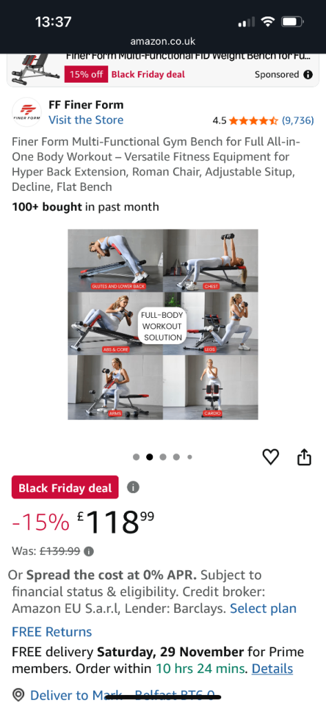 Weights bench. Multi function RRP £140