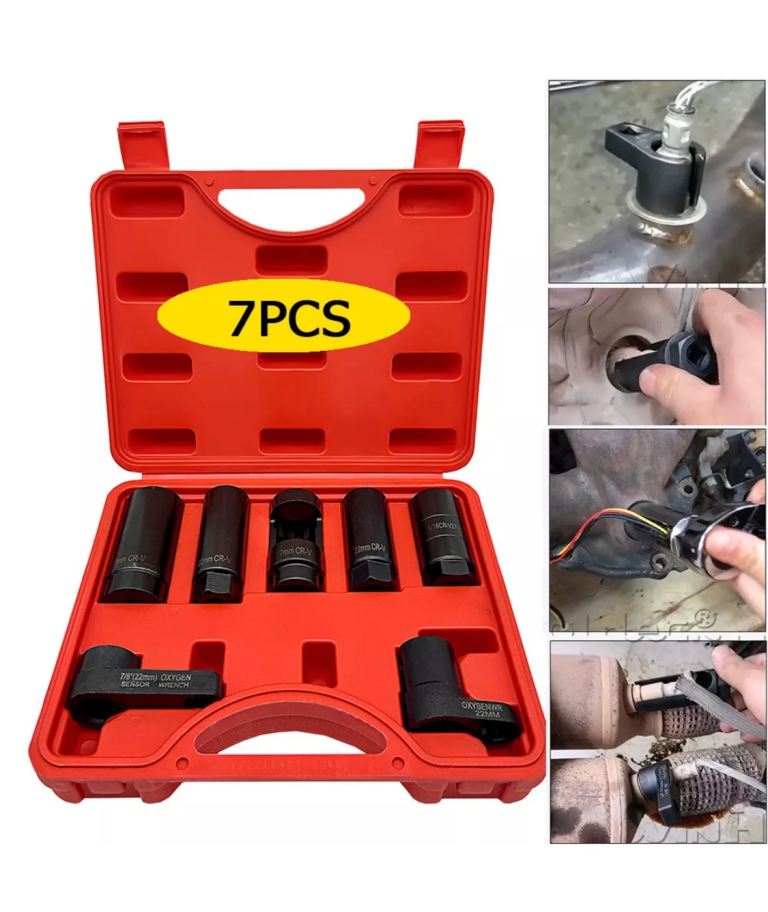 image for 7PC OXYGEN LAMBDA SENSOR SOCKET REMOVAL SET TOOL KIT ENGINE 22/27/29MM w/Case