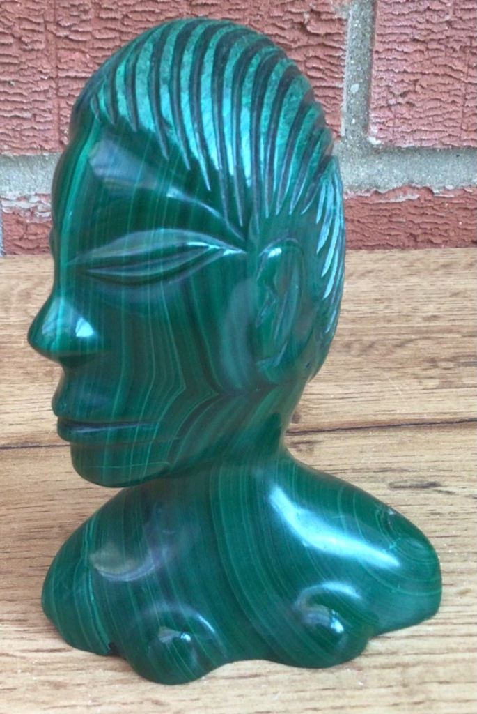 Heavy polished MALACHITE African bust - £40