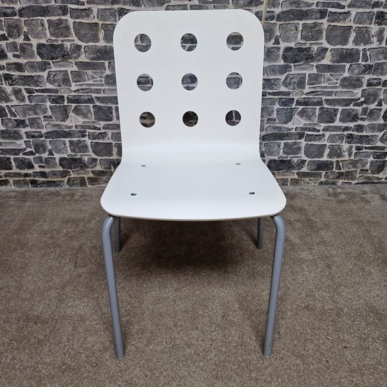 Modern White Dining / Kitchen Chair with Metal Legs