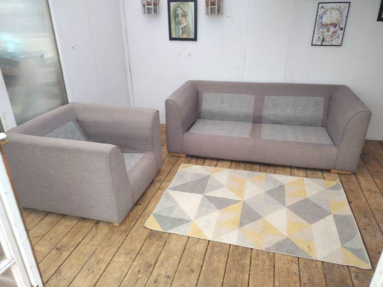 DFS two piece sofa set in Taupe-immaculate condition