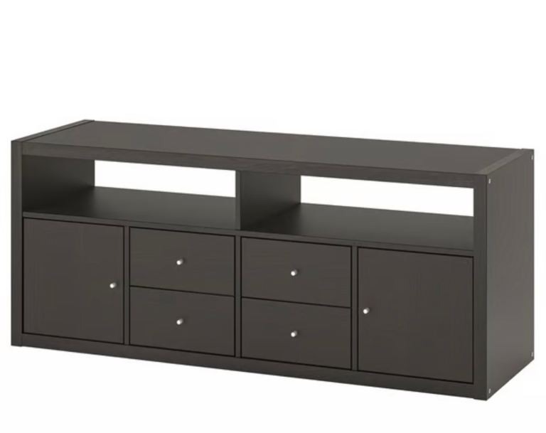 KALLAX TV storage combination, black-brown