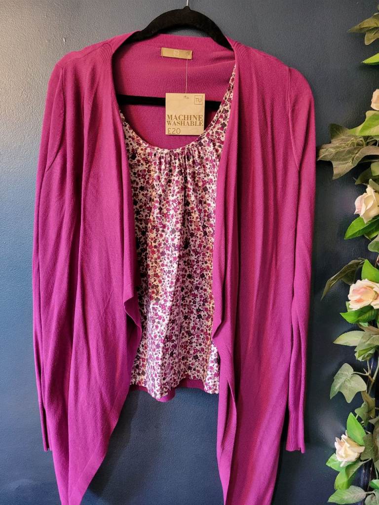 New Purple Cardigan & Floral Top Twin Set 8