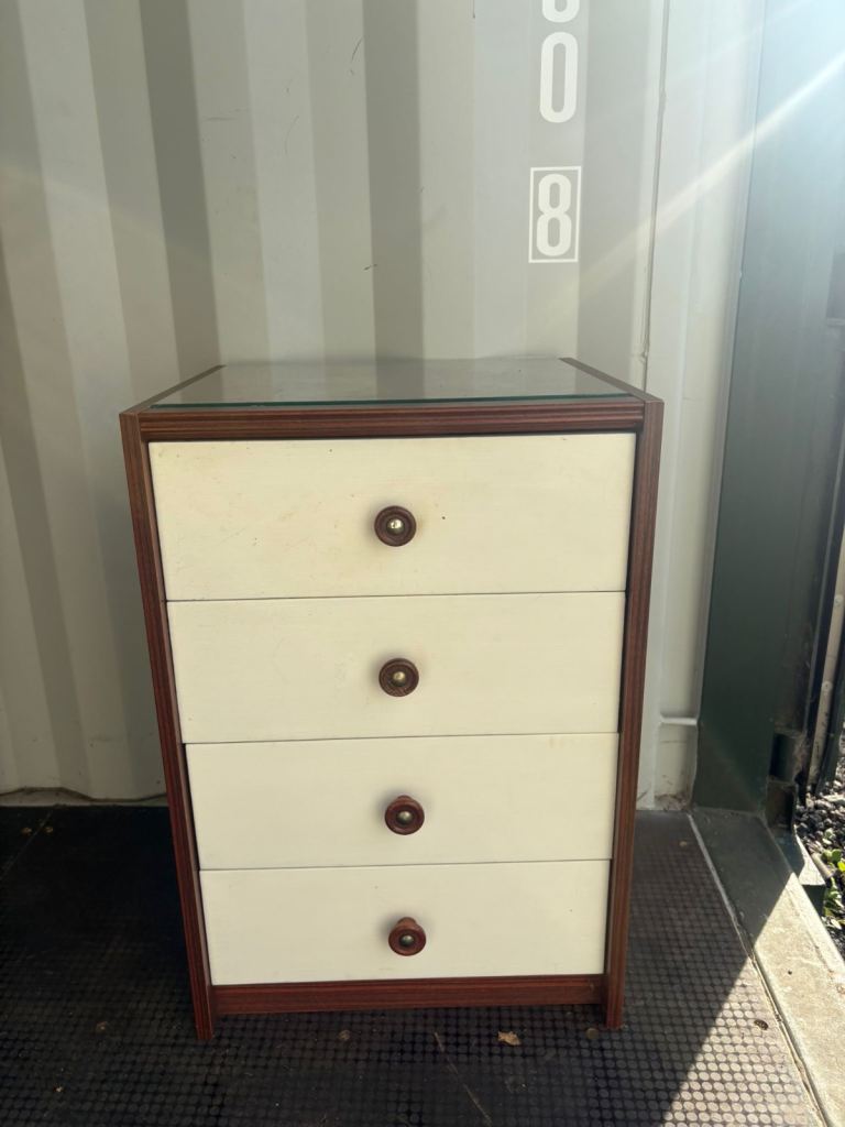 Wooden Chest of Drawers with Glass Top – Good Condition