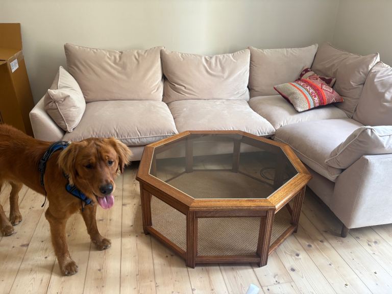Octagonal Coffee Table with Glass Top – Good Condition