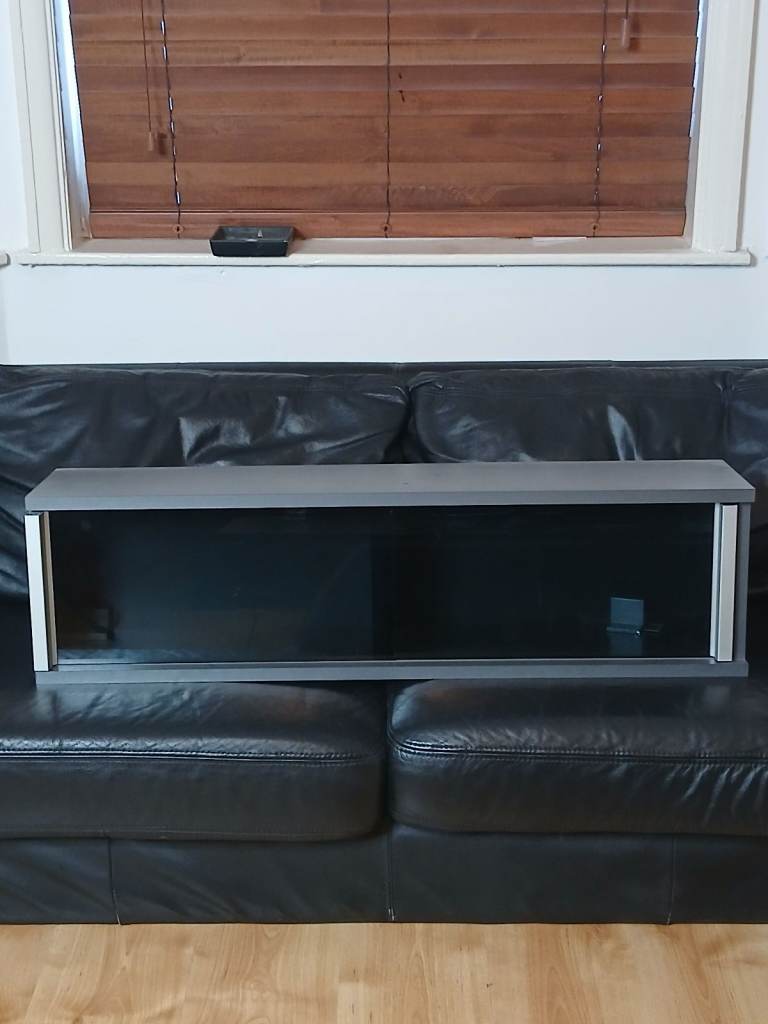 Ikea Storage Cabinet Grey Kaxas Wall Mounted Glass Door Fits Books Video Games CDs/DVDs Cupboard