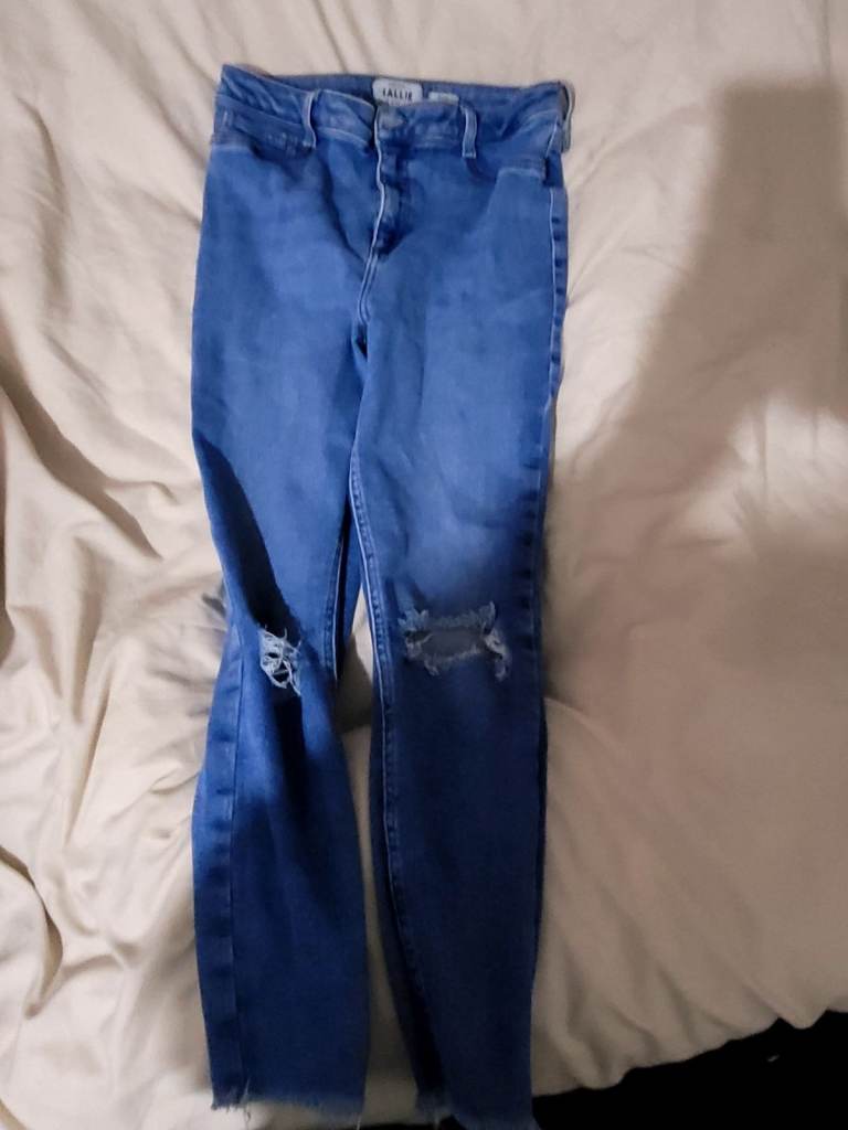 New Look Hallie Disco Jeans Blue Ripped Skinny Size 12