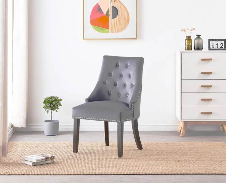 2x brand new Velvet Dining Chairs - Ergonomic Scoop Knockerback and Solid Wood Legs.. can deliver