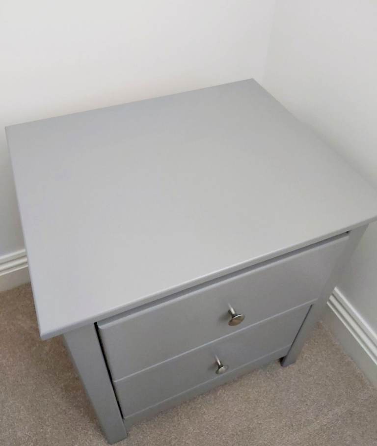 Grey Bedside Table with 2 Drawers – Good Condition