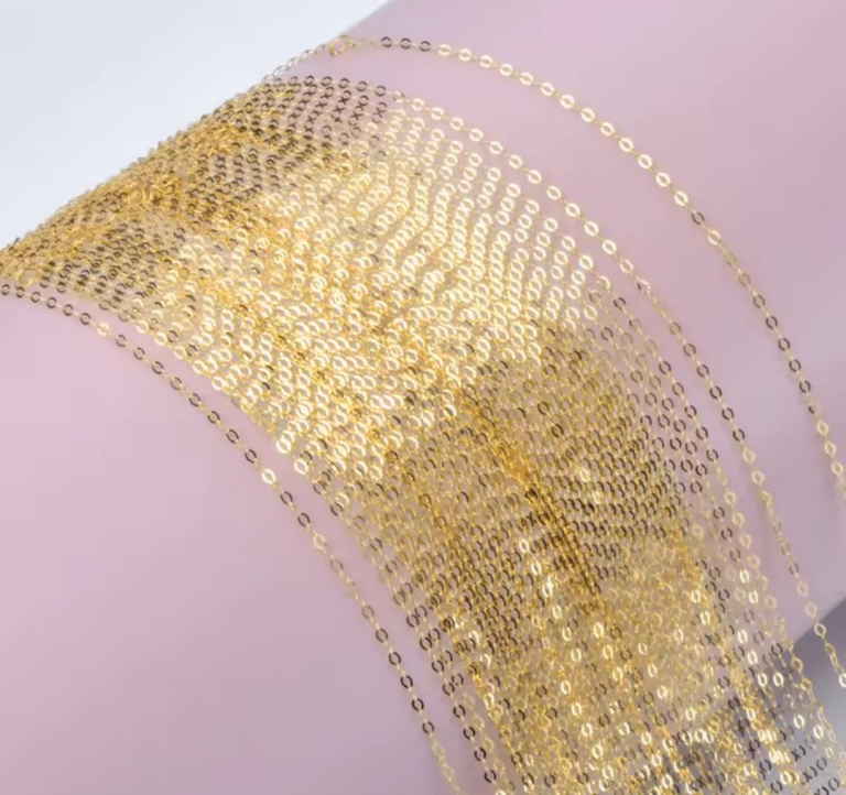 18K Solid Gold Au750 Necklace Chain - 45cm, 50cm and 60cm Dainty Flat Oval Link