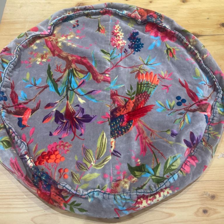 Riva Paoletti Paradise Round Cushion Cover - Mink Purple - Colourful Bird Print