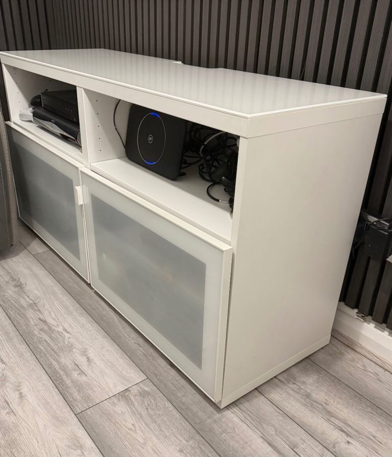 TV stand with storage in white 