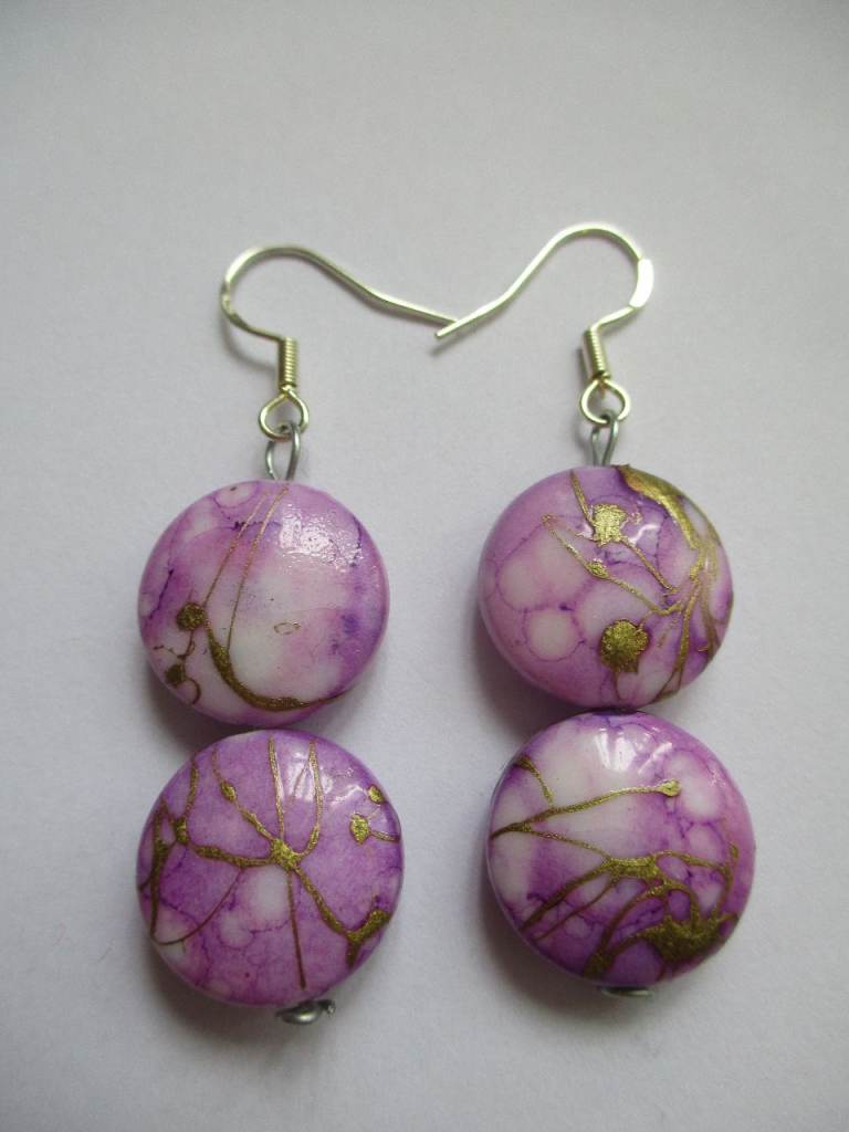 Beautiful Artful Lilac Button Earrings