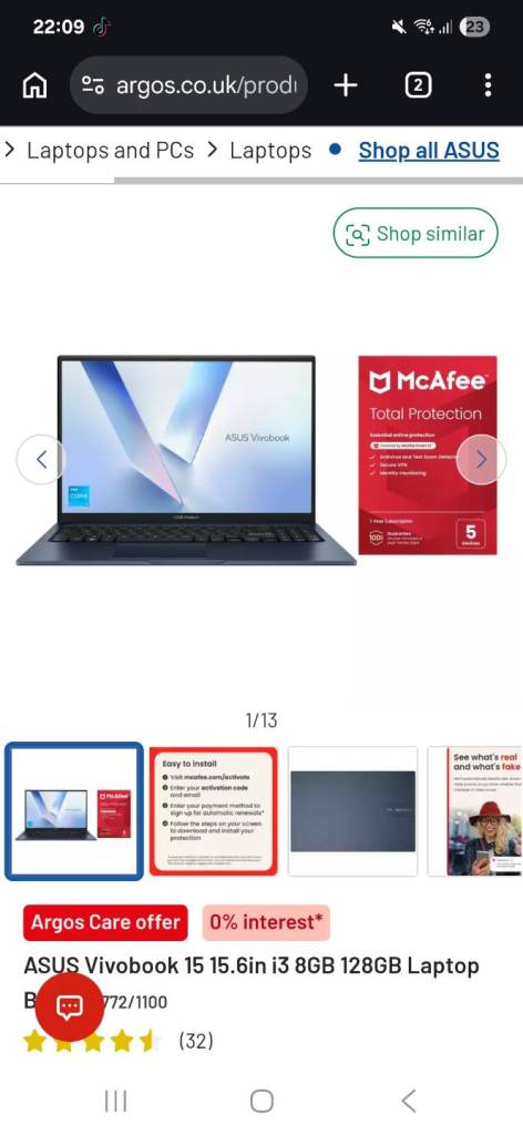ASUS Vivobook 15.6in i3 8GB 128GB Laptop - New